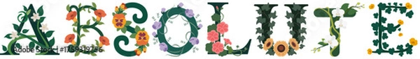 Obraz ABSOLUTE, Floral Typography Alphabet Vector Design