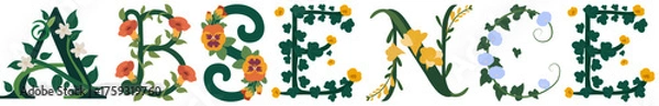 Obraz ABSENCE, Creative Botanical Alphabet Art Vector