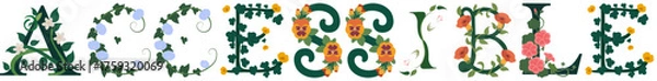 Obraz ACCESSIBLE, Floral Alphabet Typography Vector
