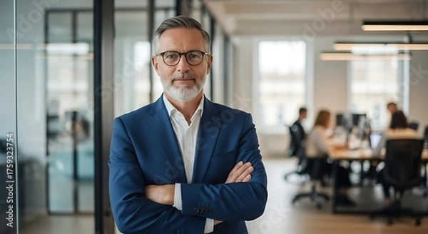 Obraz Serious Senior Executive Man Standing with Crossed Arms.