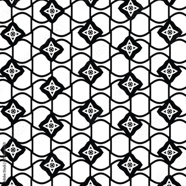 Fototapeta Seamless texture for fashion, textile design, on wall paper, wrapping paper, fabrics and home decor. Simple repeat pattern.White background with black pattern.