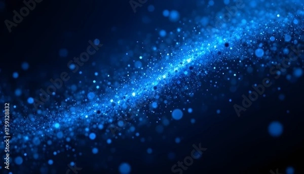 Fototapeta "Dark Blue Abstract Background with Glowing Particle Light Effect for Futuristic Design"