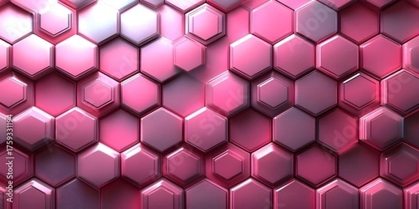 Fototapeta Intricate pink hexagonal pattern creating a modern 3D effect on a textured surface