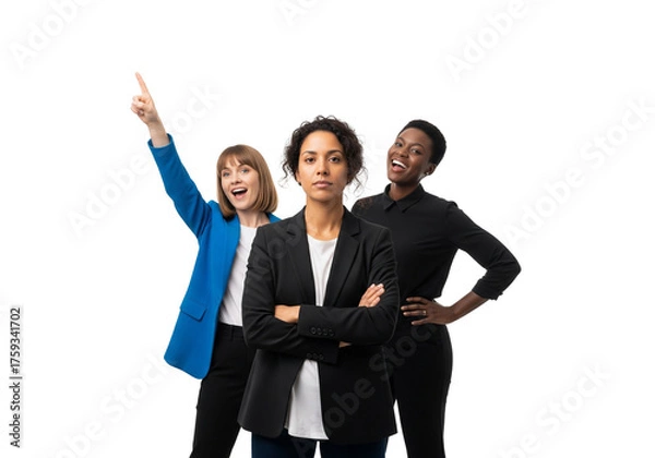 Fototapeta Confident Team in Professional Attire on White Background
