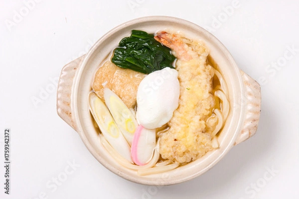 Fototapeta 鍋焼きうどん（俯瞰写真）