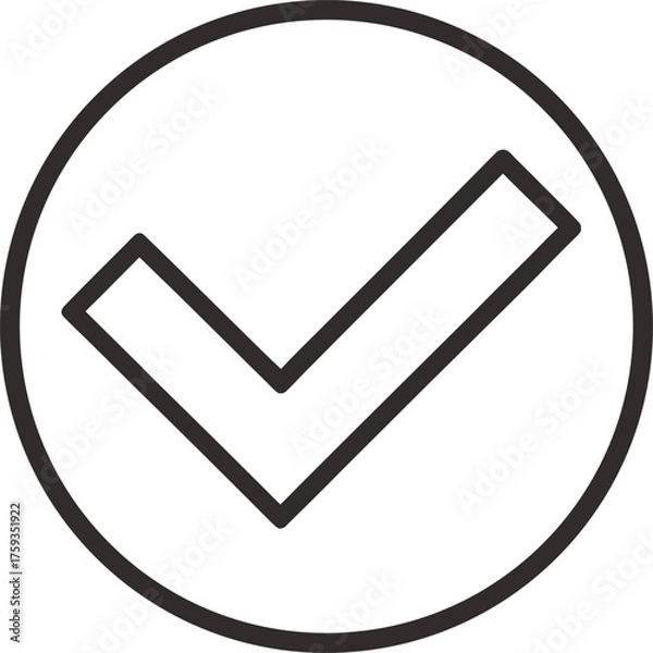 Obraz check mark outline vector illustration on white background