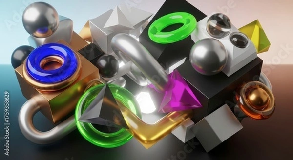 Obraz Abstract Geometric Shapes Assemblage Dynamic Arrangement