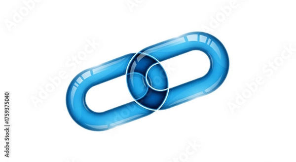 Fototapeta Interconnected Blue Chain Link Represents Connection and Collaboration on a Black Background