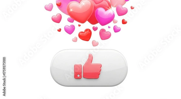 Fototapeta Like Button with Hearts for Social Media Engagement and Positive Feedback Celebration