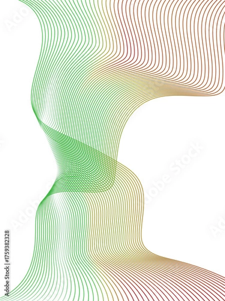Fototapeta Futuristic green and blue abstract wave background with colorful lines and curves