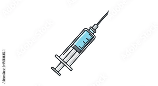 Fototapeta Illustration of a syringe, representing vaccination, injection, and medical procedures, with a needle and plunger