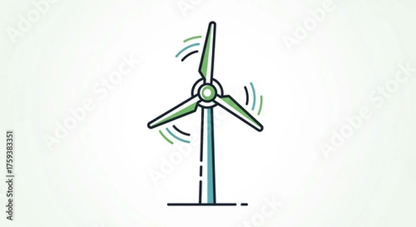 Fototapeta Wind turbine illustration, symbolizing renewable energy and sustainable power generation for a cleaner and greener environment