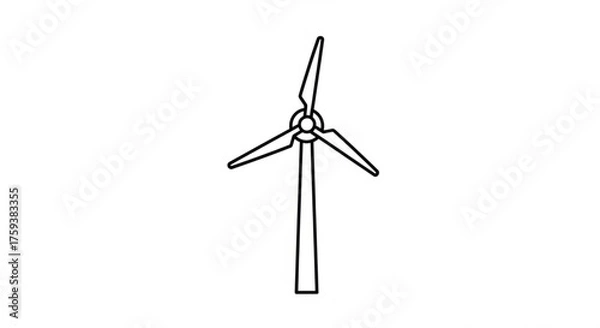 Fototapeta Wind turbine outline, a clean energy source, symbolizing sustainability and environmental consciousness in a minimalist design