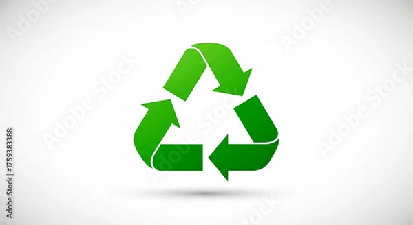 Fototapeta Green recycle sign, a universal symbol for recycling, environmental conservation, and sustainable practices, promoting ecofriendliness