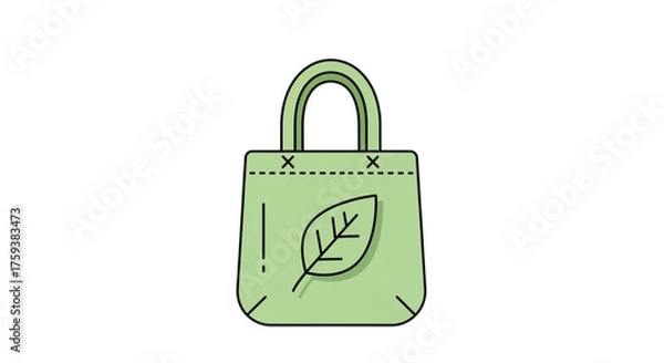 Fototapeta Eco bag with leaf icon for sustainable shopping, zero waste lifestyle, and environmental awareness