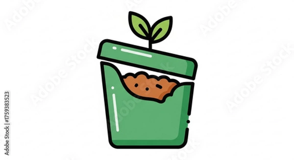 Fototapeta A broken pot with a small plant growing out of it, a symbol of resilience and new beginnings