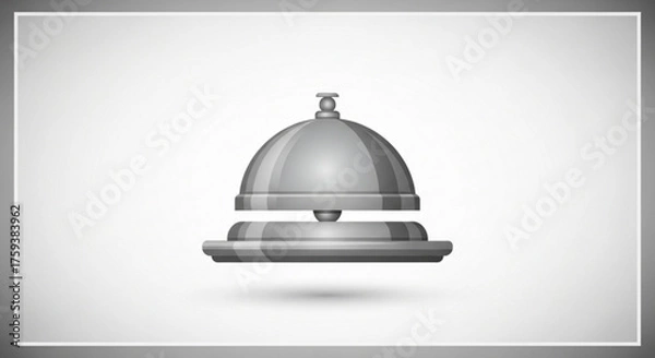 Fototapeta Silver service bell metal bell for calling service in hotel or restaurant with a shiny metallic finish