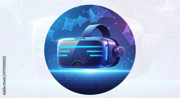 Fototapeta A futuristic vr headset with glowing blue accents for immersive virtual reality experiences and cuttingedge gaming technology