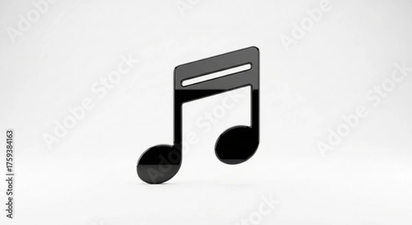 Fototapeta A sleek black musical note, a symbol of music, sound, and harmony for creative projects and designs