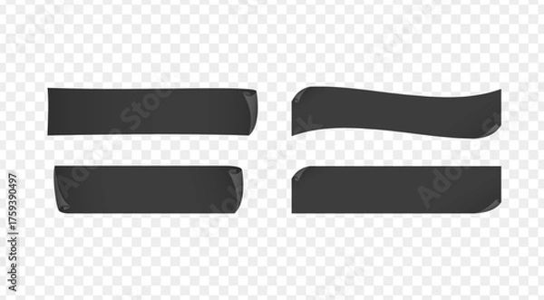 Fototapeta Collection of blank black ribbon banner label with curled and folded edge for Sale promotion and discount