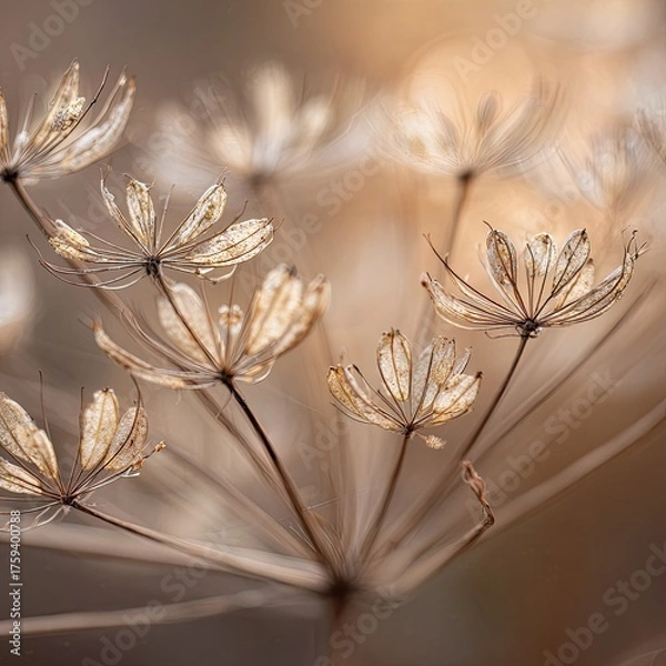 Fototapeta Dried seed heads with intricate patterns, soft focus