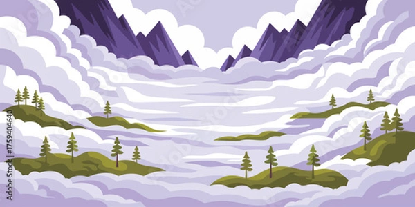 Fototapeta Serene mountain peaks rising above clouds offer a peaceful escape, perfect for relaxation retreats and inspirational journeys in nature's embrace