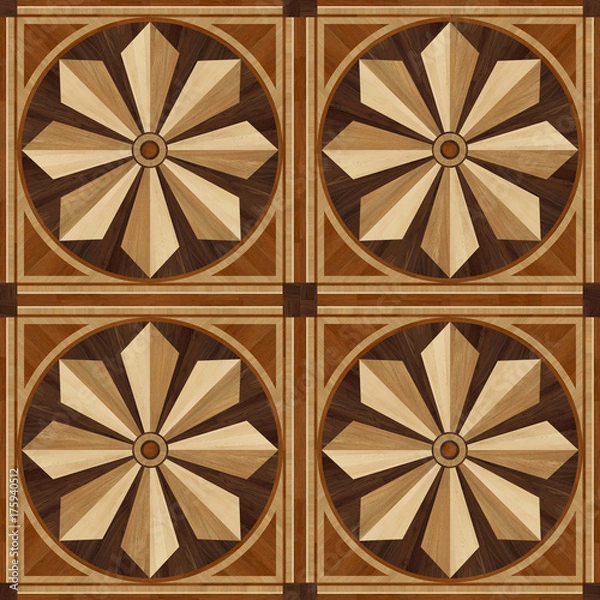Obraz Medallion design parquet floor, wooden texture for 3D interior