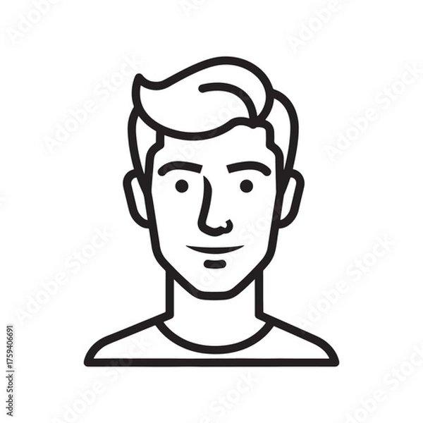Obraz Man avatar line icon simple portrait of a person isolated vector illustration