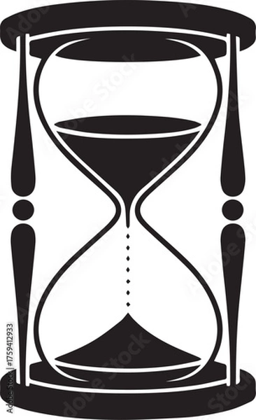 Fototapeta Classic hourglass silhouette symbolizing time passing and urgency represents measurement and chronology in historical contexts and modern applications vector