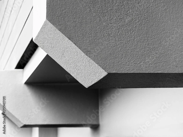 Fototapeta Architecture details Geometric Concrete wall building structure Grey texture Abstract background 