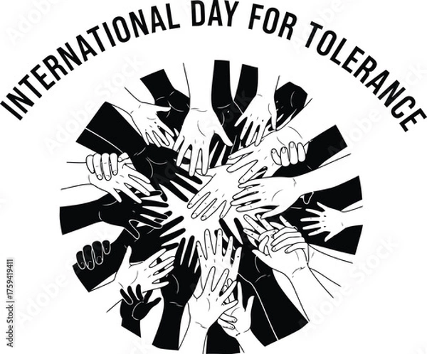 Fototapeta International day for tolerance with hands conceptual illustration for tolerance, unity and peace