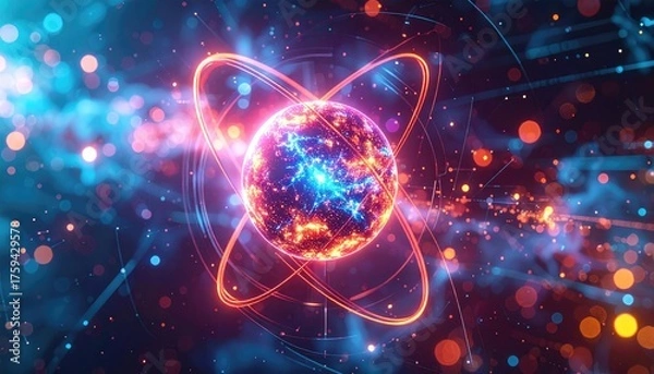 Fototapeta Abstract Glowing Orb with Energy Trails