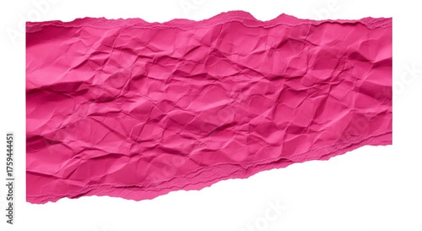 Fototapeta Crinkled pink paper torn edge isolated on transparent background
