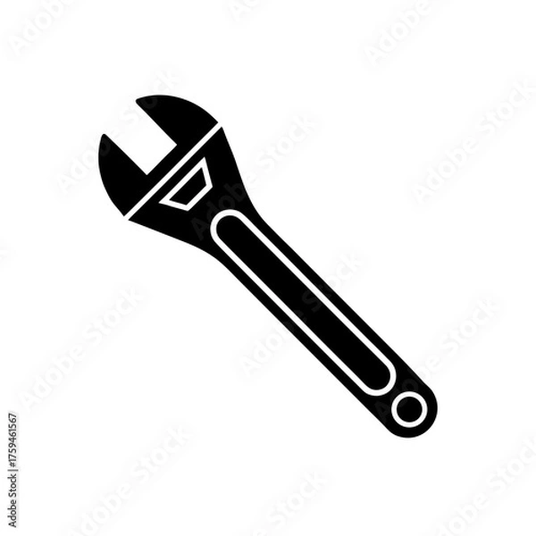 Obraz Illustration of an adjustable wrench on transparent background silhouette
