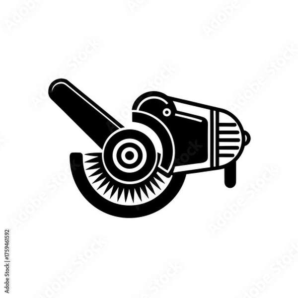 Obraz Illustration of an angle grinder tool on transparent background silhouette