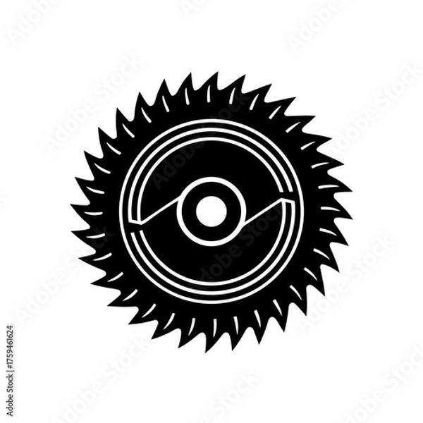 Obraz Circular saw blade sharp and black on transparent background silhouette