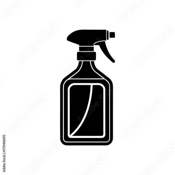 Obraz Silhouette of a cleaning spray bottle on transparent background