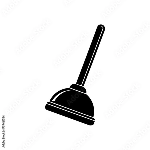 Obraz Illustration of a black plunger tool on transparent background silhouette