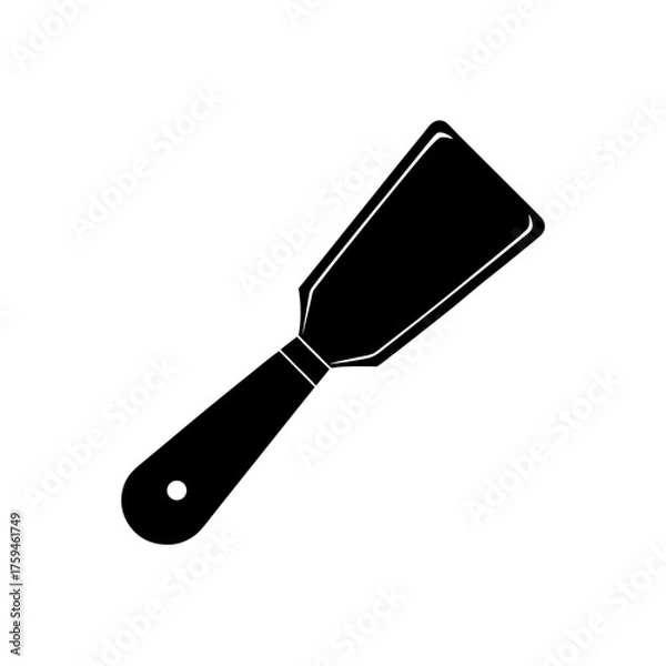 Obraz Illustration of a black spatula tool on transparent background silhouette