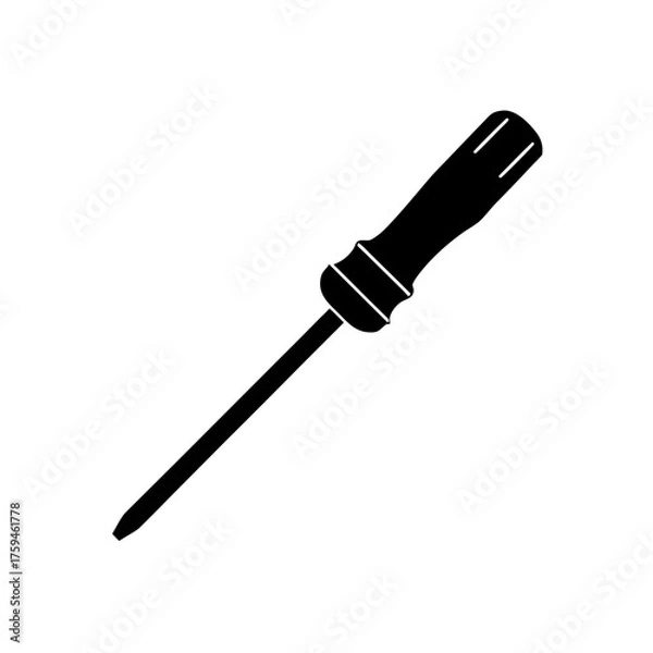 Obraz Simple black screwdriver silhouette on transparent background