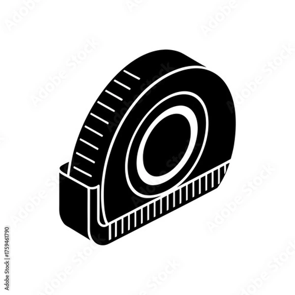 Obraz Isometric black tape measure tool on transparent background silhouette