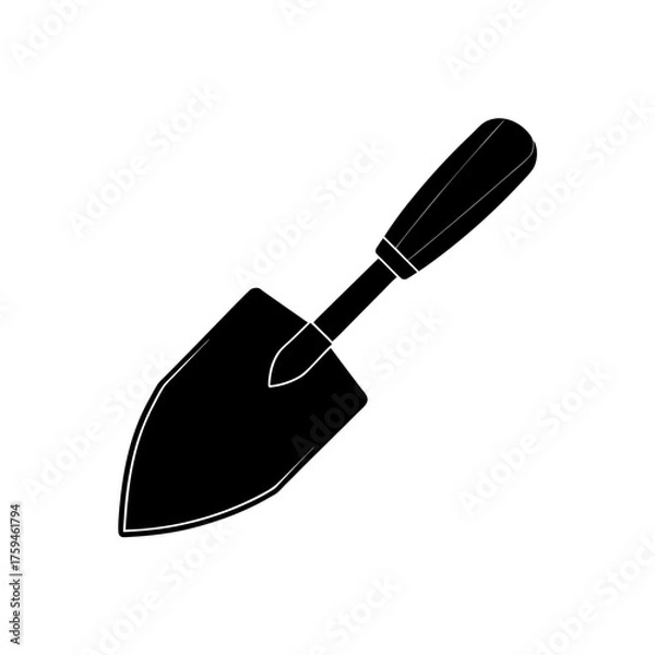 Obraz Illustration of a garden trowel tool on transparent background silhouette