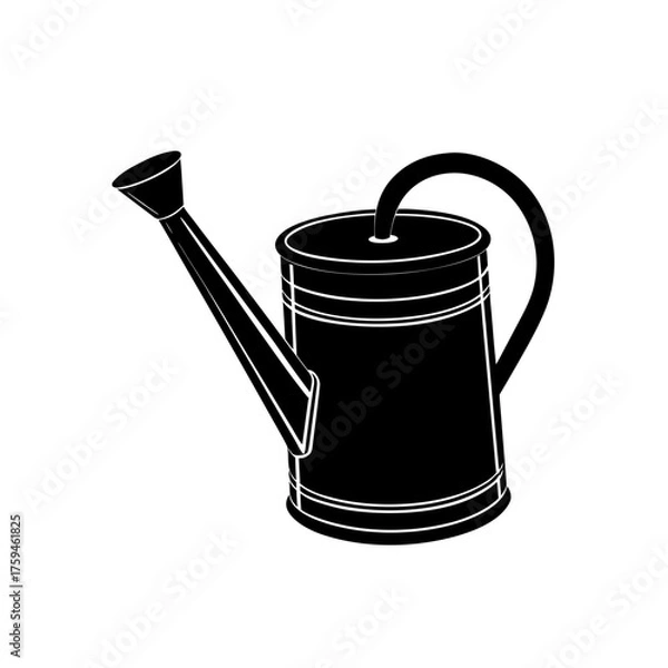 Obraz Illustration of a watering can tool on transparent background silhouette