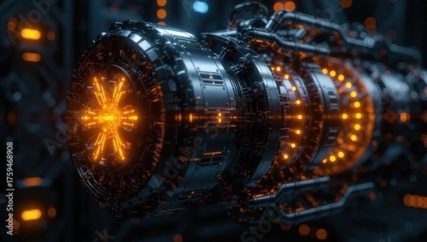 Fototapeta Futuristic Engine Core with Glowing Energy and Intricate Details.