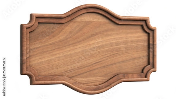 Fototapeta a detailed image of an ornate blank wooden sign isolated on white background png, ai generated