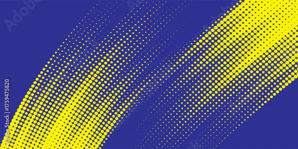 Obraz Abstract speed line style blue halftone banner design template. kuning and blue halftone dot pattern with grunge texture. Sporty style white and black dot pop art comic, Eps 10.
