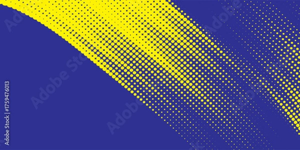 Obraz Abstract speed line style blue halftone banner design template. kuning and blue halftone dot pattern with grunge texture. Sporty style white and black dot pop art comic, Eps 10.