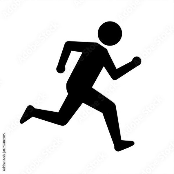 Fototapeta Illustration of a black silhouette of a person running on a white background
