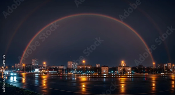 Obraz 月明かりに浮かぶ幻想的な虹