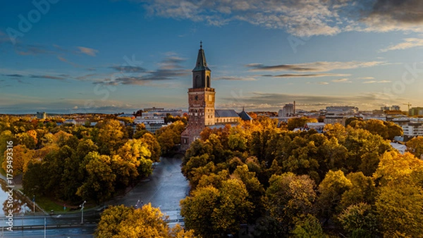 Obraz  Autumn Drone View, Turku Finland